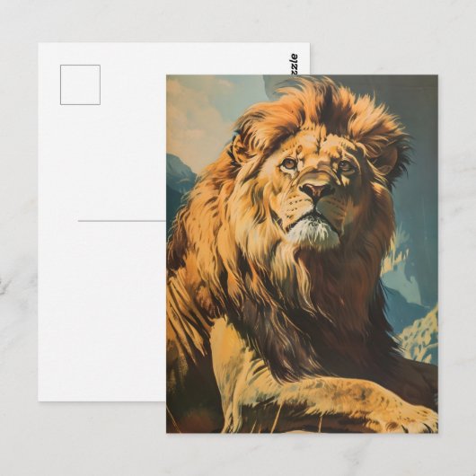Vintage Lion Postkarte (Vorne/Hinten)