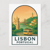 Vintage Lisbon Portugal Travel Postcard – Retro Postkarte (Vorderseite)