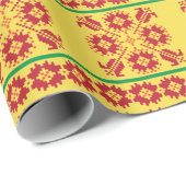 Vintage litauische geometrische Volkskunst Geschenkpapier (Rolleneckpunkt)