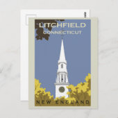Vintage Litchfield Connecticut Kirchenreise Postkarte (Vorne/Hinten)