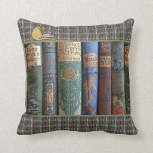 Vintage literarische Buch-Kollektor-Katze Kissen