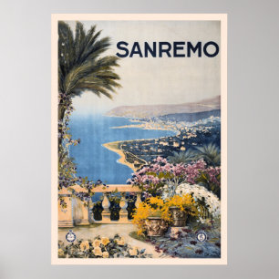 Vintage Litho Reiseanzeige Sanremo Italien Poster
