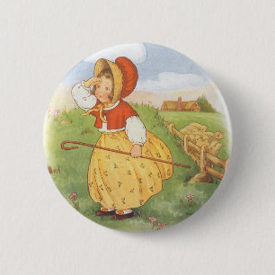 Vintage Little Bo Peep Mother Goose Kinderreim Button
