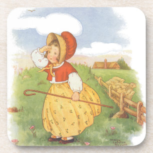 Vintage Little Bo Peep Mother Goose Kinderreim Getränkeuntersetzer