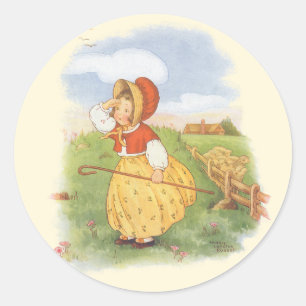Vintage Little Bo Peep Mother Goose Kinderreim Runder Aufkleber