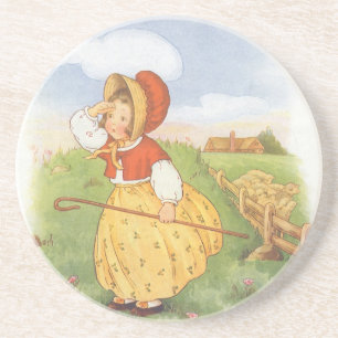 Vintage Little Bo Peep Mother Goose Kinderreim Sandstein Untersetzer