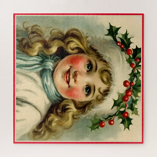 Vintage little girl with mistletoe puzzle (Horizontal)