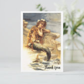 Vintage Little Mermaid Dankeskarte (Stehend Vorderseite)