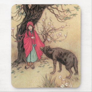 Vintage Little Red Riding Hood by Warwick Goble Mousepad