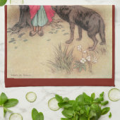 Vintage Little Red Riding Hood von Warwick Goble Geschirrtuch (Gefaltet)