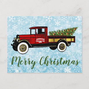 Vintage-LKW auf Ihrem Weihnachtsbaumfarm Postkarte