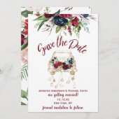 Vintage LKW Burgund Rose Save the Date (Vorne/Hinten)