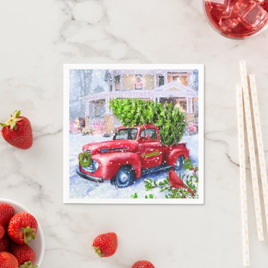 Vintage LKW-Feiertage Serviette (Beispiel)