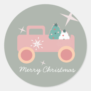 Vintage-LKW-groovy-Christmas-Kekse Runder Aufkleber