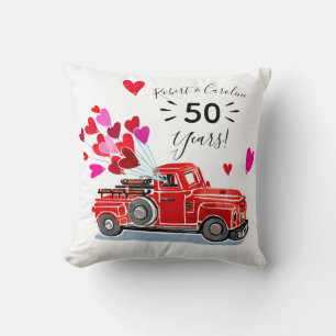 Vintage-LKW-Herzen-Jubiläum mit Namen Kissen
