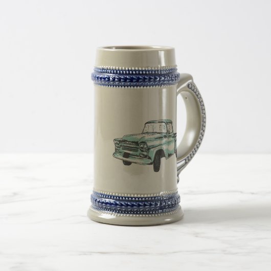 Vintage Lkw-Illustration Bierglas (VorderseiteRechts)