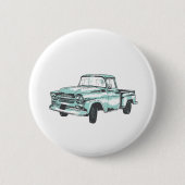 Vintage Lkw-Illustration Button (Vorderseite)