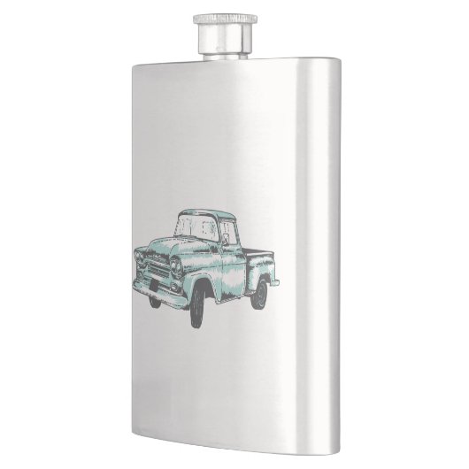 Vintage Lkw-Illustration Flachmann (Links)