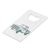 Vintage Lkw-Illustration Geldbeutel Flaschenöffner (Rückseite Schrägansicht)