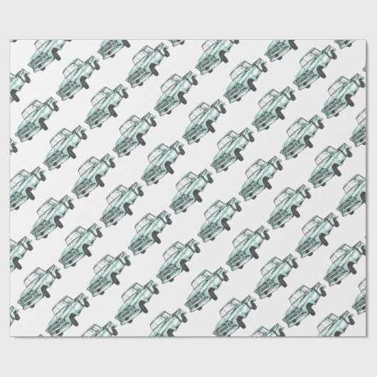 Vintage Lkw-Illustration Geschenkpapier (Flach)