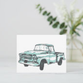 Vintage Lkw-Illustration Postkarte (Stehend Vorderseite)