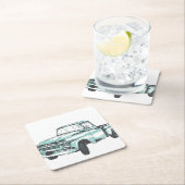 Vintage Lkw-Illustration Rechteckiger Pappuntersetzer (Vor Ort)