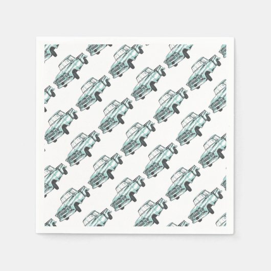 Vintage Lkw-Illustration Serviette (Vorderseite)