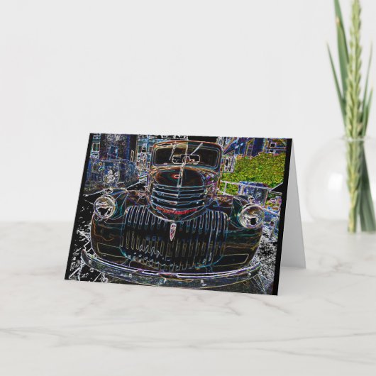 Vintage LKW-Linie Zeichnend Karte (Vorderseite)