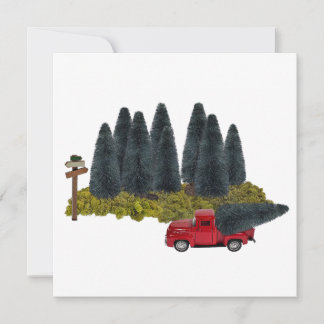Vintage-LKW mit Weihnachtsbaum Einladung