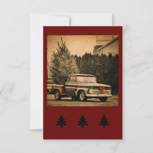 Vintage-LKW mit Weihnachtsbaum-Feiertags-Grußkarte Karte