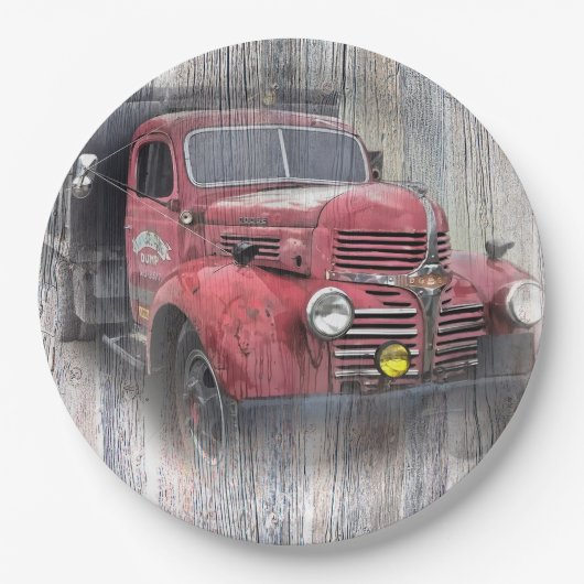 VINTAGE-LKW PAPPTELLER (Vorderseite)
