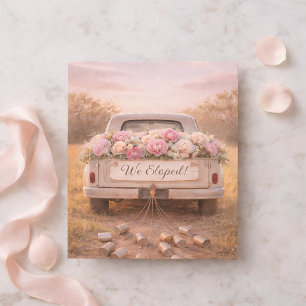 Vintage-LKW Rosa Aquarell Blumen Wir Sind Davongel Ankündigungspostkarte