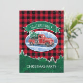 Vintage LKW-WeihnachtsParty Einladung (Stehend Vorderseite)