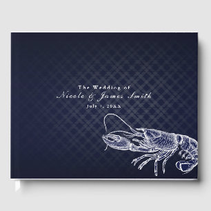 Vintage Lobster Navy Blauer Elegante Hochzeit Gästebuch