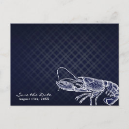 Vintage Lobster Navy Blue Elegant Save the Date Ankündigungspostkarte