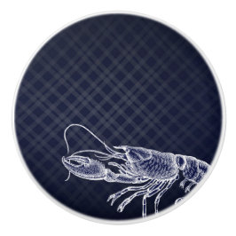 Vintage Lobster Navy Blue Elegant Sea Food Deco Keramikknauf
