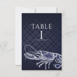 Vintage Lobster Navy Blue Elegante Tischnummer