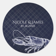 Vintage Lobster Navy Blue Elegantes Chic Gastgesch