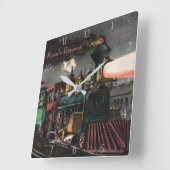 Vintage Locomotive Night Express - Custom Train Quadratische Wanduhr (Winkel)