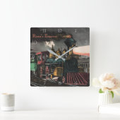 Vintage Locomotive Night Express - Custom Train Quadratische Wanduhr (Zuhause)