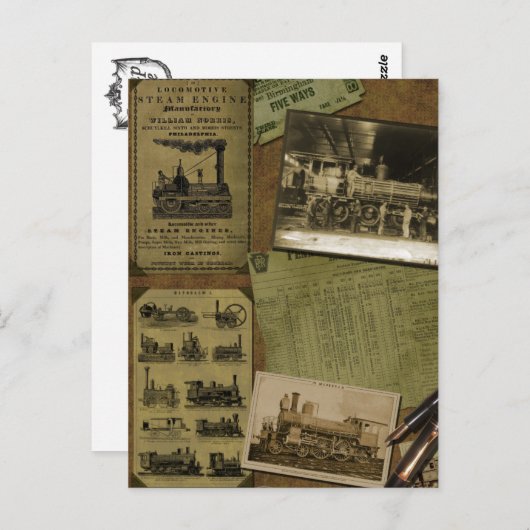 Vintage Locomotive Scrapbook Postcard Postkarte (Vorne/Hinten)