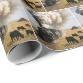 Vintage Locomotive Train with Cows Geschenkpapier (Rolleneckpunkt)