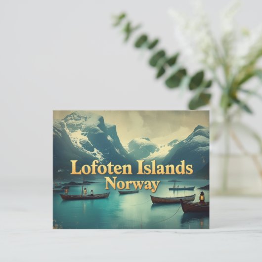 Vintage Lofoten Magic Postkarte (Stehend Vorderseite)