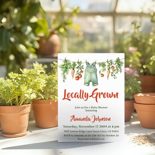 Vintage lokale rustikale Babyparty im Garten Einladung