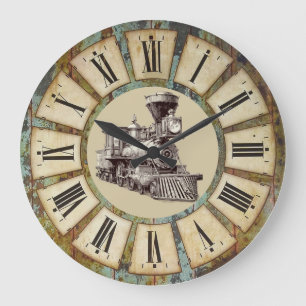 Vintage-Lokomotiv-Wanduhr Große Wanduhr