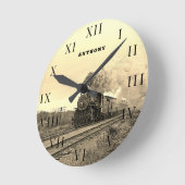 Vintage Lokomotivbahn Motor Dampfzug Runde Wanduhr (Winkel)
