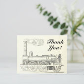 Vintage Lokomotive, "Danke!" Postkarte (Stehend Vorderseite)