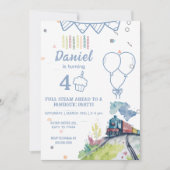 Vintage Lokomotive Geburtstag Einladungstraining K Einladung (Vorderseite)