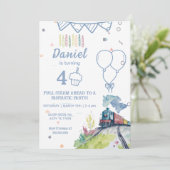 Vintage Lokomotive Geburtstag Einladungstraining K Einladung (Stehend Vorderseite)