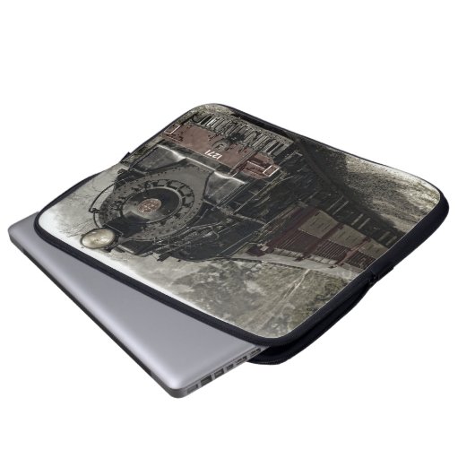 Vintage Lokomotive Laptopschutzhülle (Vorne Knopf)